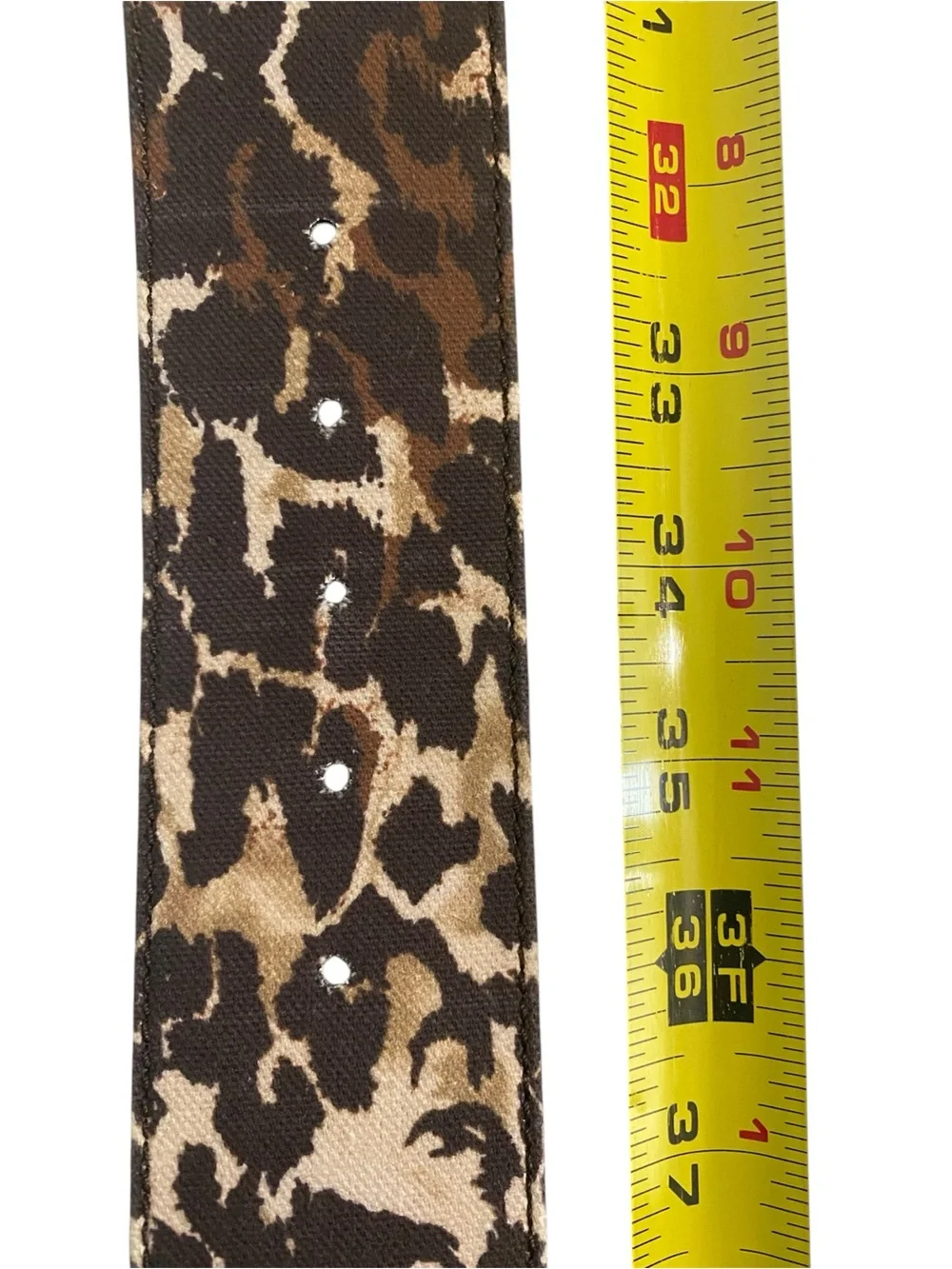 Veronica Beard Rickie Brown Animal Print Canvas Leather Statement Belt Large